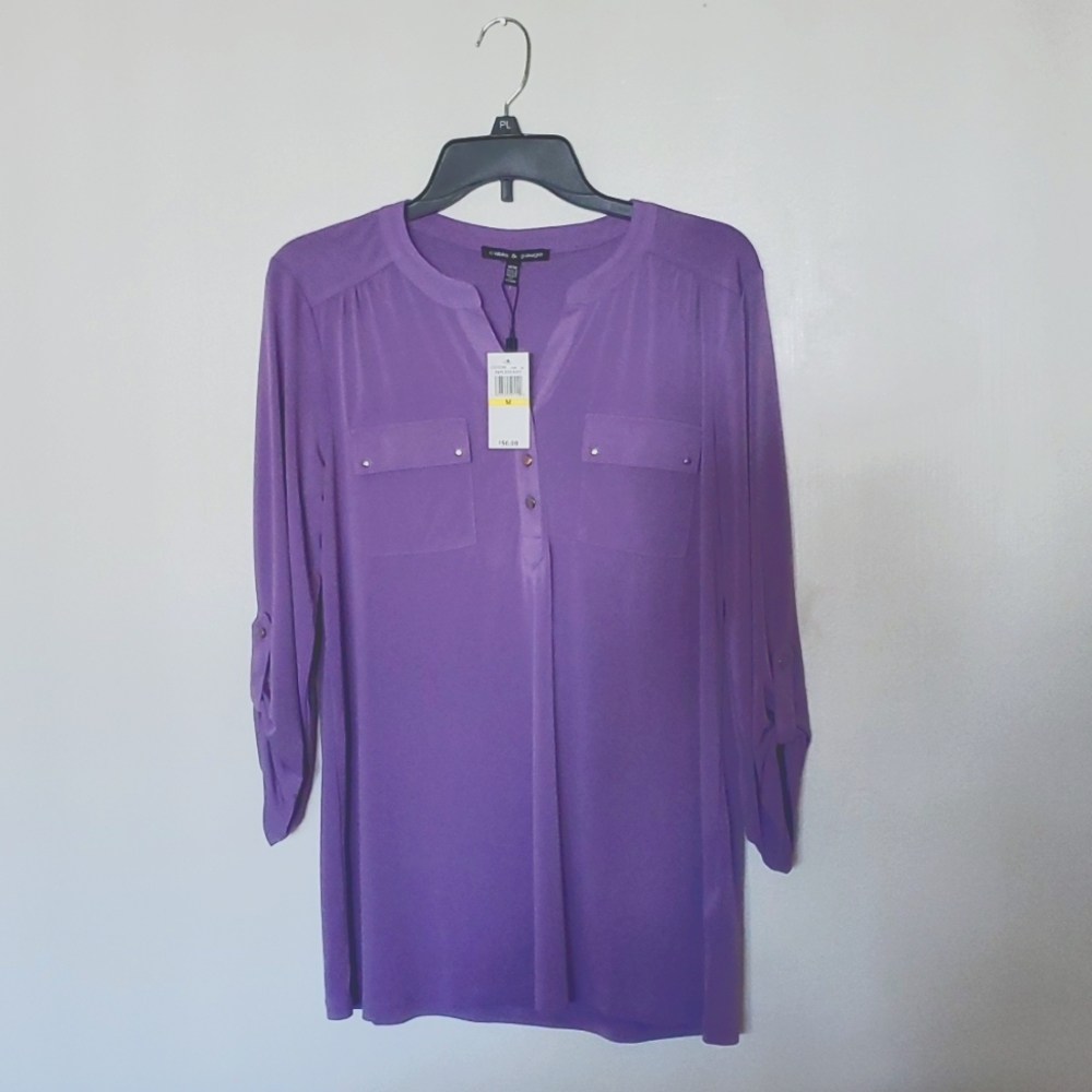 Cable & Gauge purple v neck blouse